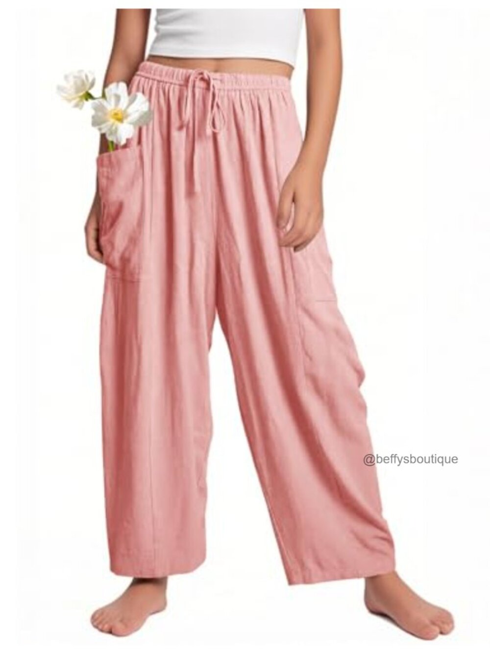 Girls Wide Leg Palazzo Pants with Pockets, Soft Stretch Elastic Waist, 95%
